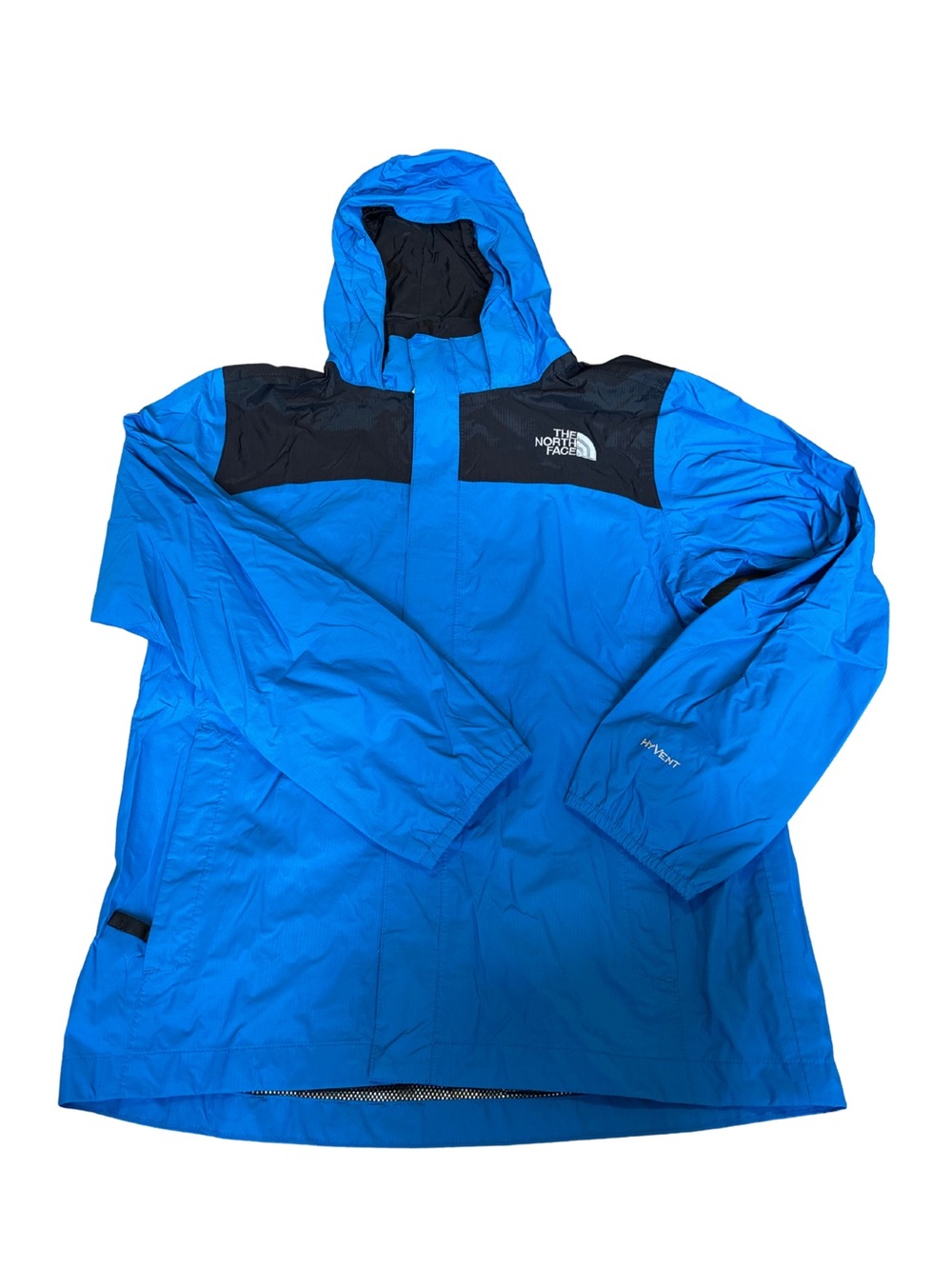 The North Face Men’s Bright Blue Hooded Raincoat with Black Yoke